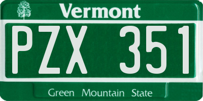 VT license plate PZX351