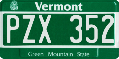 VT license plate PZX352