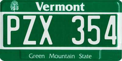 VT license plate PZX354