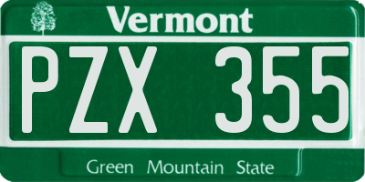VT license plate PZX355
