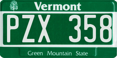 VT license plate PZX358