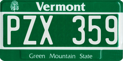 VT license plate PZX359