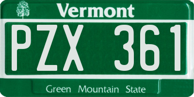 VT license plate PZX361