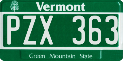 VT license plate PZX363