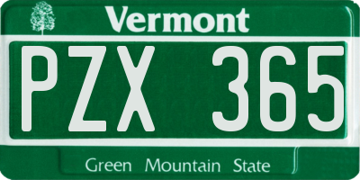 VT license plate PZX365