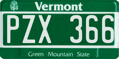 VT license plate PZX366