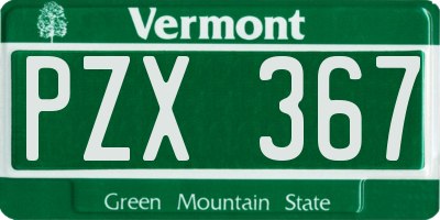VT license plate PZX367