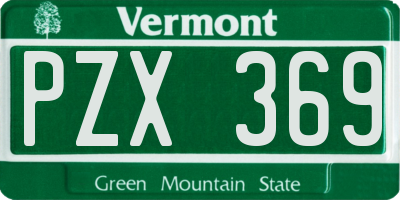 VT license plate PZX369