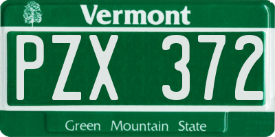 VT license plate PZX372