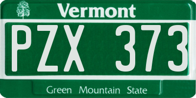 VT license plate PZX373