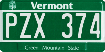 VT license plate PZX374