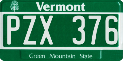 VT license plate PZX376