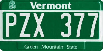 VT license plate PZX377