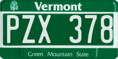 VT license plate PZX378