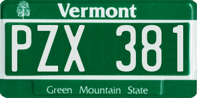 VT license plate PZX381