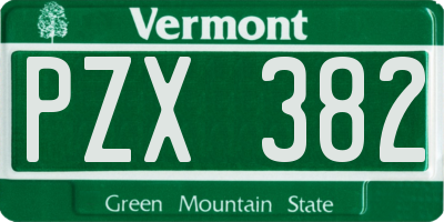 VT license plate PZX382