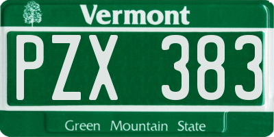 VT license plate PZX383