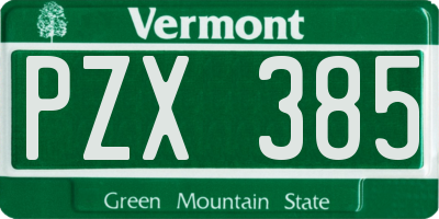 VT license plate PZX385