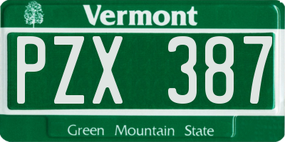 VT license plate PZX387