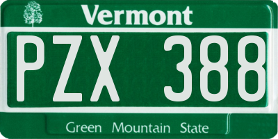 VT license plate PZX388