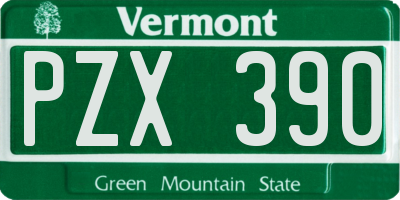 VT license plate PZX390