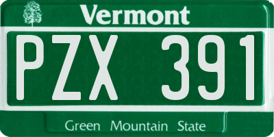VT license plate PZX391