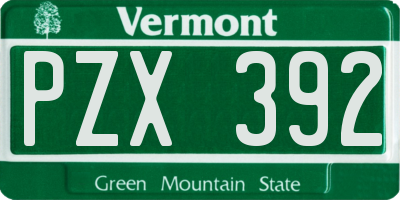 VT license plate PZX392