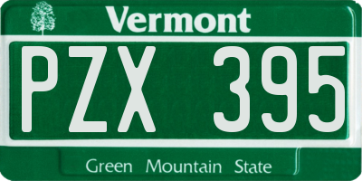 VT license plate PZX395