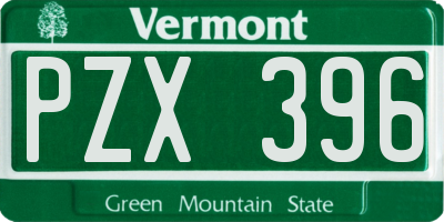 VT license plate PZX396