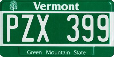 VT license plate PZX399
