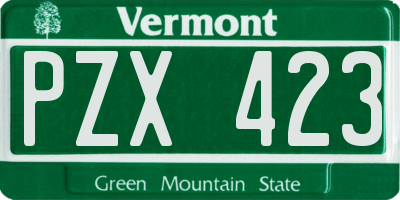 VT license plate PZX423