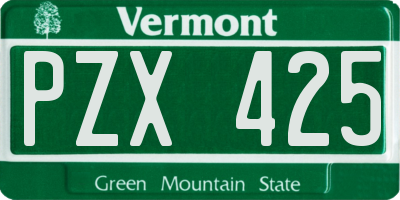 VT license plate PZX425