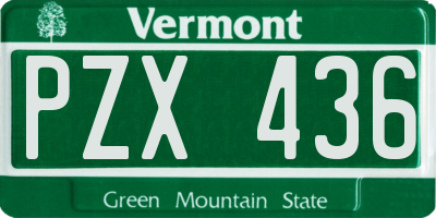 VT license plate PZX436