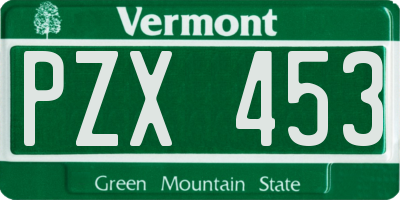 VT license plate PZX453