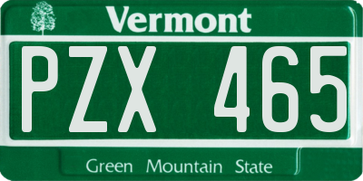 VT license plate PZX465
