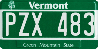 VT license plate PZX483