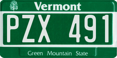 VT license plate PZX491