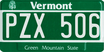 VT license plate PZX506