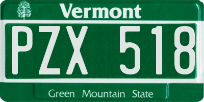 VT license plate PZX518