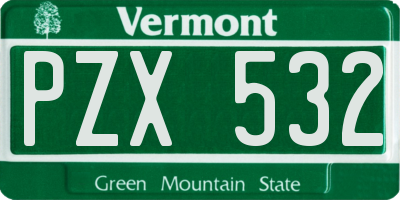 VT license plate PZX532