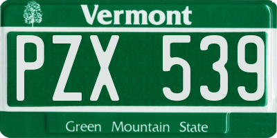 VT license plate PZX539