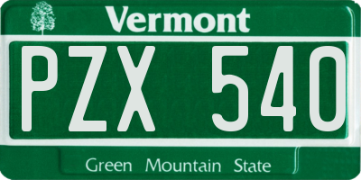 VT license plate PZX540