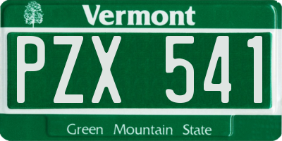 VT license plate PZX541
