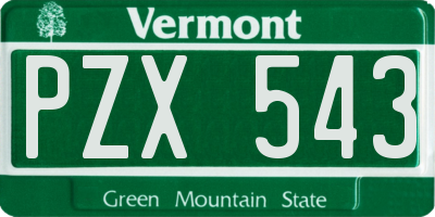 VT license plate PZX543