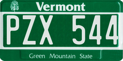 VT license plate PZX544
