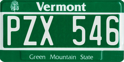 VT license plate PZX546