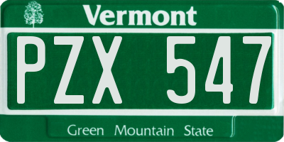 VT license plate PZX547