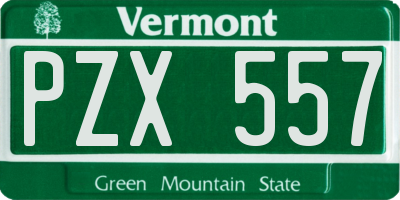 VT license plate PZX557