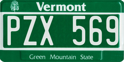 VT license plate PZX569