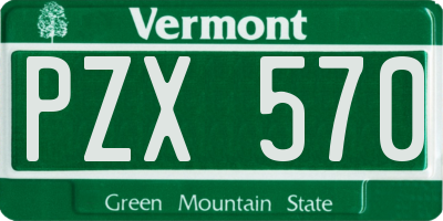 VT license plate PZX570